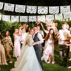 White Papel Picado Banner, 20 Ft Cinco De Mayo Decoration Plastic White Mexic…