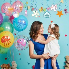 24 Pcs Under The Sea Jellyfish Hanging Swirls Ocean Theme Party Streamers