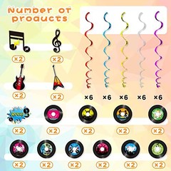 60 Pieces 50s Party Rock and Roll Music Party Decorations Hanging Swirls Music