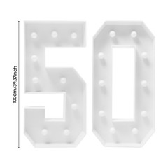 50 Light Up Numbers 100cm Mosaic Marquee Led Sign For 50th Birthday Decorations