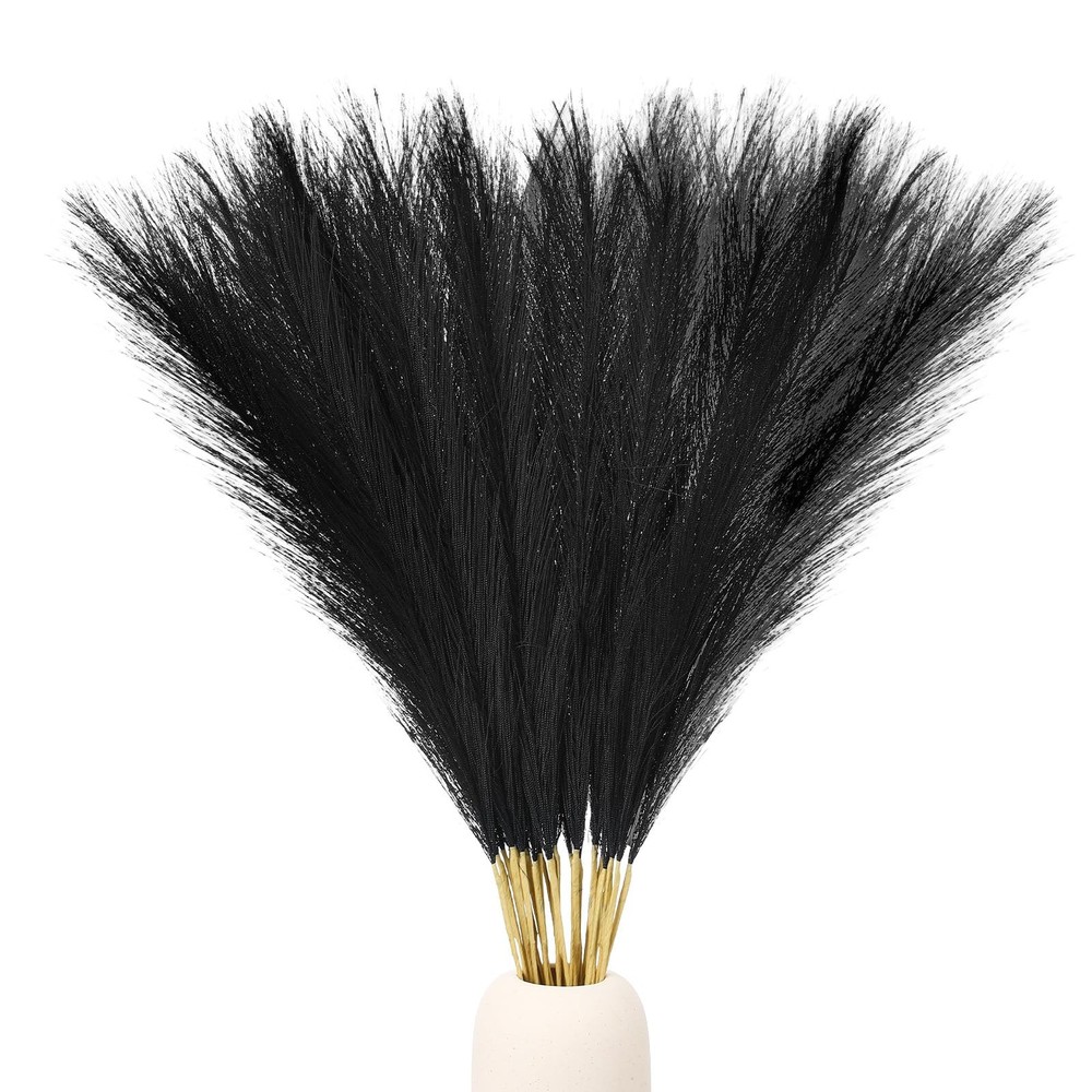 Ptwola 30pcs Black Pampas Grass Decor 17.7 17.72 x 2.36 x 0.12 inches,