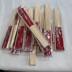 Chinese-style folding hand fan red floral pattern. Decoration/Party 14 Qty