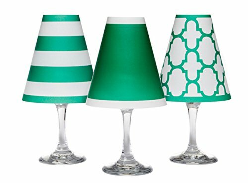 Di Potter Nantucket Paper White Wine Glass Shade, Emerald Green (Pack of 6)