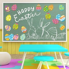 48 PCS Colorful Easter Egg Shape CutOuts Spring Cardboard Paper DIY Crafts