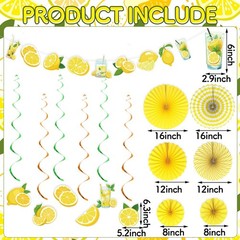 Lemonade Decorations Lemonade Party Banner Lemon Hanging Swirls Yellow Hangin…