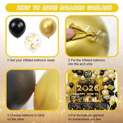 78Pcs Black and Gold New Years Decorations 2026 Happy New Year Decorations Ki…