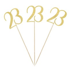 Gold Glitter 23rd Birthday Centerpiece Sticks 12 Pack Number 23 Decor