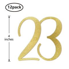 Gold Glitter 23rd Birthday Centerpiece Sticks 12 Pack Number 23 Decor
