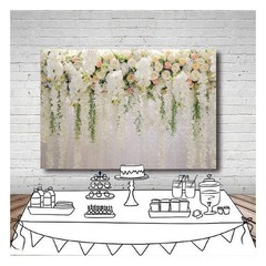 White Rose Floral Theme Photography Backdrops Bridal Shower Wedding Flowers Phot