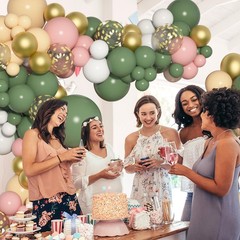 166Pcs Sage Green Blush Peach White Gold Balloon Garland Arch Kit