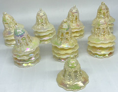 Iridescent Ivory Hard Plastic Wedding Bells Ornaments LOT of 29 Vintage