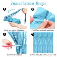 2 Pack Backdrop Curtains, 3.28 Feet x 7.05 Feet Sky Blue Tinsel 2 PCS Sky blue
