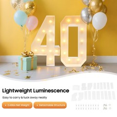 39″in H 40 Birthday Number Lights Marquee Light up Numbers 40th Birthday Decor