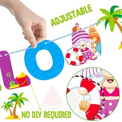 Hello Summer Banner Summer Party Decorations Beach Party Decoration 3Pcs Hell…