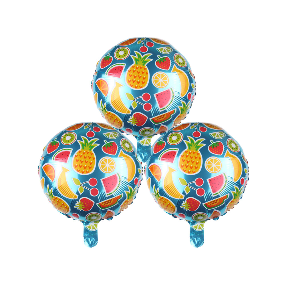Tropical Fruit Birthday Party Foil Balloon Bouquet Summer Theme Blue Yellow