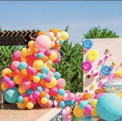 50pcs Vibrant Tropical Pool Party Balloons Set – Hot Pink, Orange