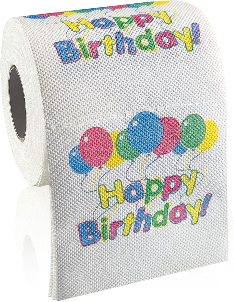 Happy Birthday Toilet Paper Decorations – 3-Ply Funny Gift Roll with ‘Happy Birt