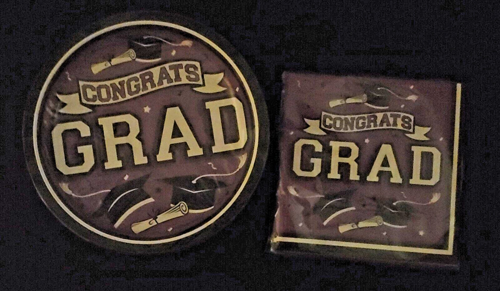FREE Purple Congratulations Graduation Party Paper Napkins Dinner Plates for 50