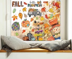 Fall Window Clings Decorations for Glass Watercolor Pumpkin Colorful