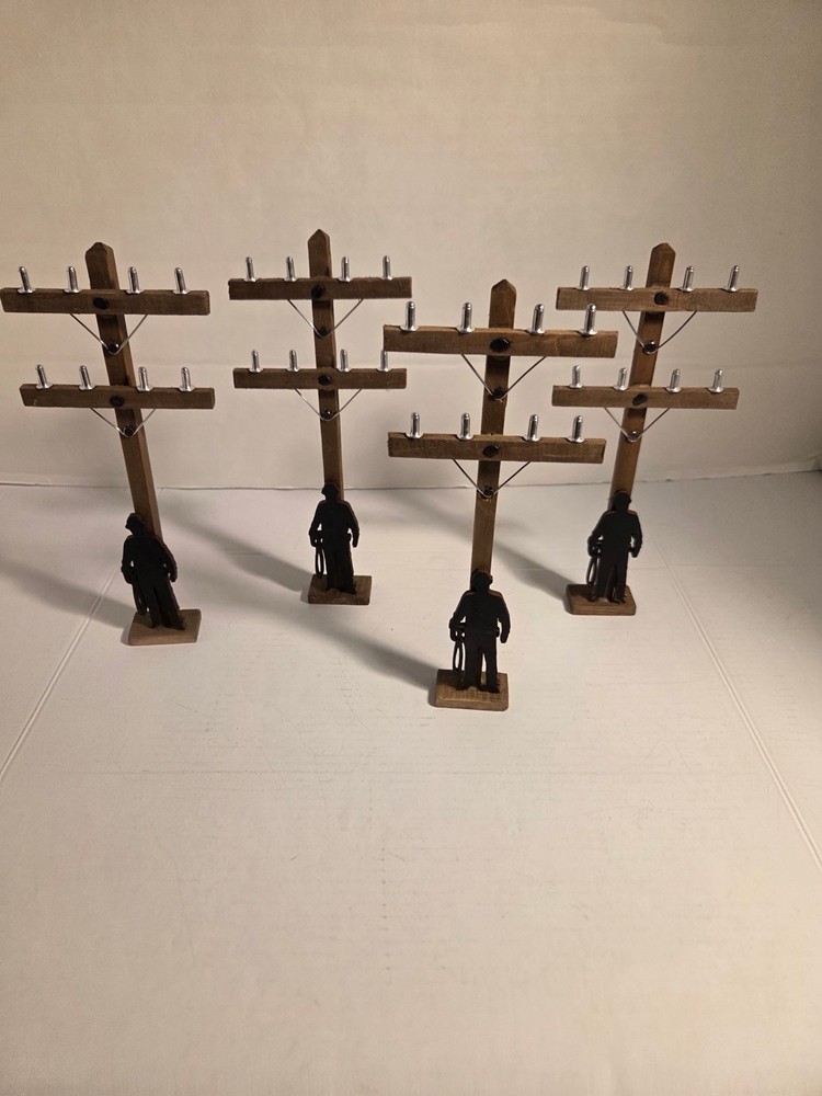 4 LINEMAN POLE & Silhouette Climber | cake decoration | 12” Miniature Decor