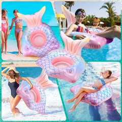 Inflatable Pool Float Mermaid Tail Pool Floating Chair 45“ with Cup Holders, …