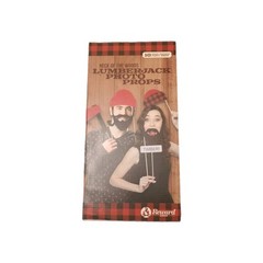 Boxed 10pc Lumberjack Photo Booth Props Set Red Black Party Supplies NEW