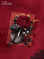Black and Burgundy Calla Lily Corsage and Boutonniere Set for Formal Events