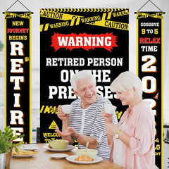Retirement Party Decorations – Funny Caution Banner for Coworker Farewell