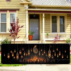 Large Waterproof Ramadan Banner 118×35″ – Islamic Decor with Lanterns & Moon for