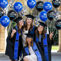 18 Pack Graduation Decorations 2026 Latex Balloons – 12 Inch Blue Black Congrats