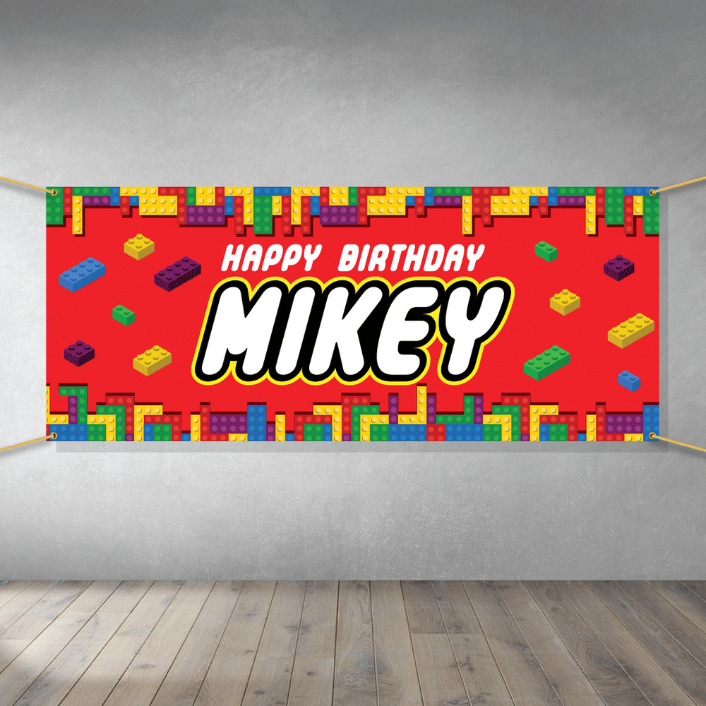Legos Themed custom Birthday party banner vinyl – Decorations Sign Cutout