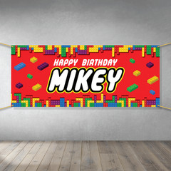 Legos Themed custom Birthday party banner vinyl – Decorations Sign Cutout