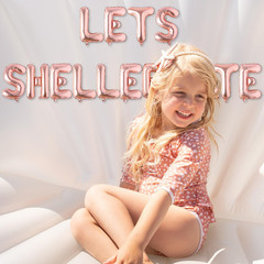 Shell Themed Party Decoration, Rose Gold Let’S Shellebrate Foil Balloon Banner w