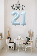 40 Inch Light Blue Number 21 Balloons Giant Foil Mylar Helium | 12Th or 21St Ann