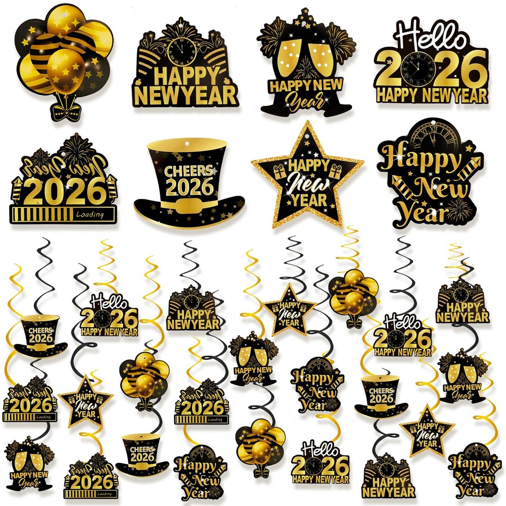 32 PCS Happy New Years 2026 Hanging Decorations Home Office Classroom Decor