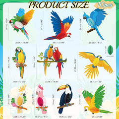 10Pcs Jungle Tropical Party Decorations Birds Honeycombs – Tropical Parrots Pape