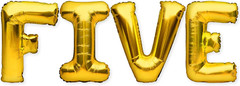 FIVE Balloons Banner Gold 5Th Birthday Party Decorations Sign