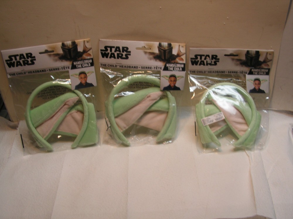 3 X Star Wars Party Decorations Baby Yoda Headbands lot set.