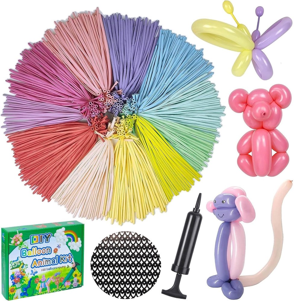 260Balloons with Pump, Long Latex Twisting Balloons animal kit, 100pcs