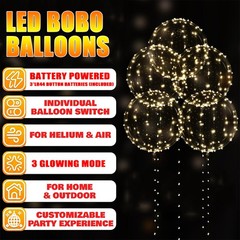 10PCS LED Light Up BOBO Balloons Decor w/ String Lights Birthday Wedding Party