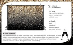 7x5ft Black and Gold Glitter Backdrop Happy New Year Eve Banner Decorations 2026