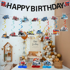 Heavy Truck Birthday Decorations – 13 Pcs Semi Truck Happy Birthday Decorations,