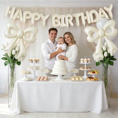 4 Pcs Cream Bow Balloons, 31”Huge Beige Bow Aluminum Foil Balloons for , Baby…
