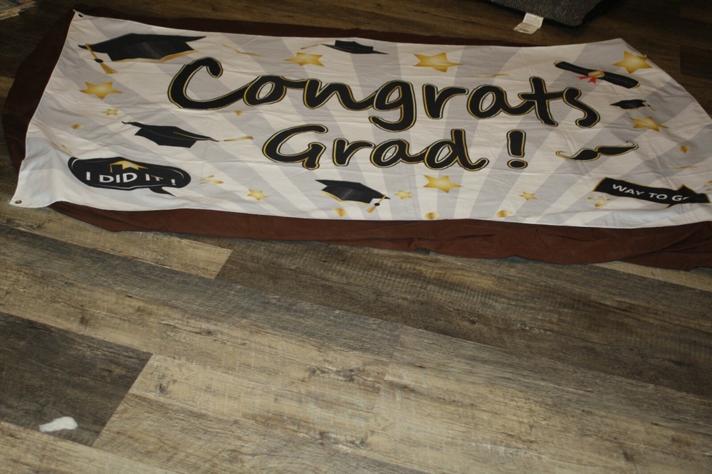 Flag Backdrop Banner Congrats Grad Fabric * 72″ x 40″ *