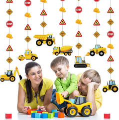 8 Packs Construction Party Banner Decorations Traffic Zone Paper Garland Constru