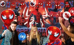Spider Man Boys Party Decoration Marvel Birthday Supplies Foil Balloons Backdrop