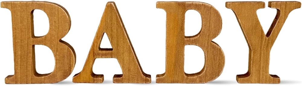 Small Wood Baby Letters for Rustic Baby Shower Decorations Gender Neutral Bab…