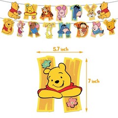 Winnie The Pooh Theme Birthday Party Decorate Set,Banner Balloons Cake Toppers