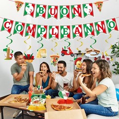 Italian Pizza Party Decorations – 13 Pcs Italy Theme Birthday Set, Buon Complean