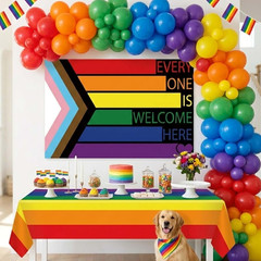Pride Decorations 71 Pcs Kit Everyone Is Welcome Here Backdrop Banner Rainbow Ba